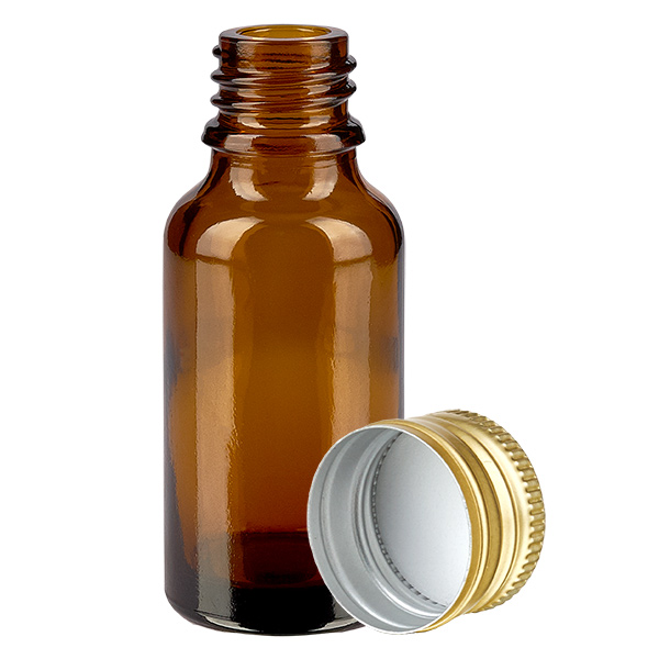 20ml Flasche 11mm Schraubverschluss Alu-Gold Standard BrownL. UT18/20