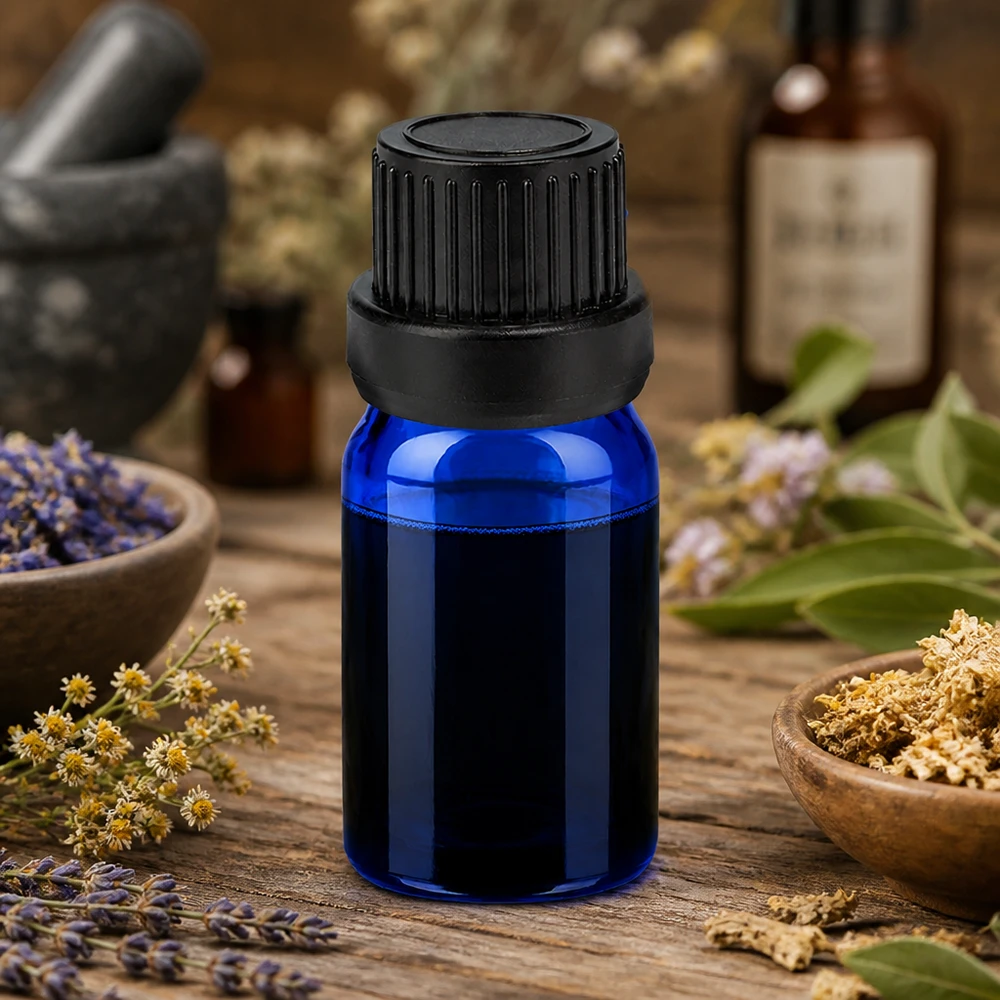 Flacone contagocce di qualità da laboratorio da 5 ml in vetro blu con protezione UV per sostanze sensibili alla luce