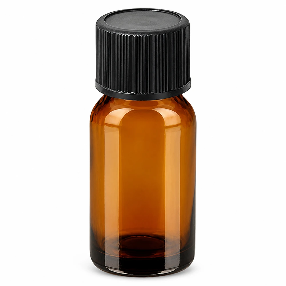 10ml Tropfflasche 1mm schwarz Standardverschluss BrownLine UT18/10 Hochwertige Braunglasflasche 10ml mit schwarzem Tropfdeckel für Aromatherapie