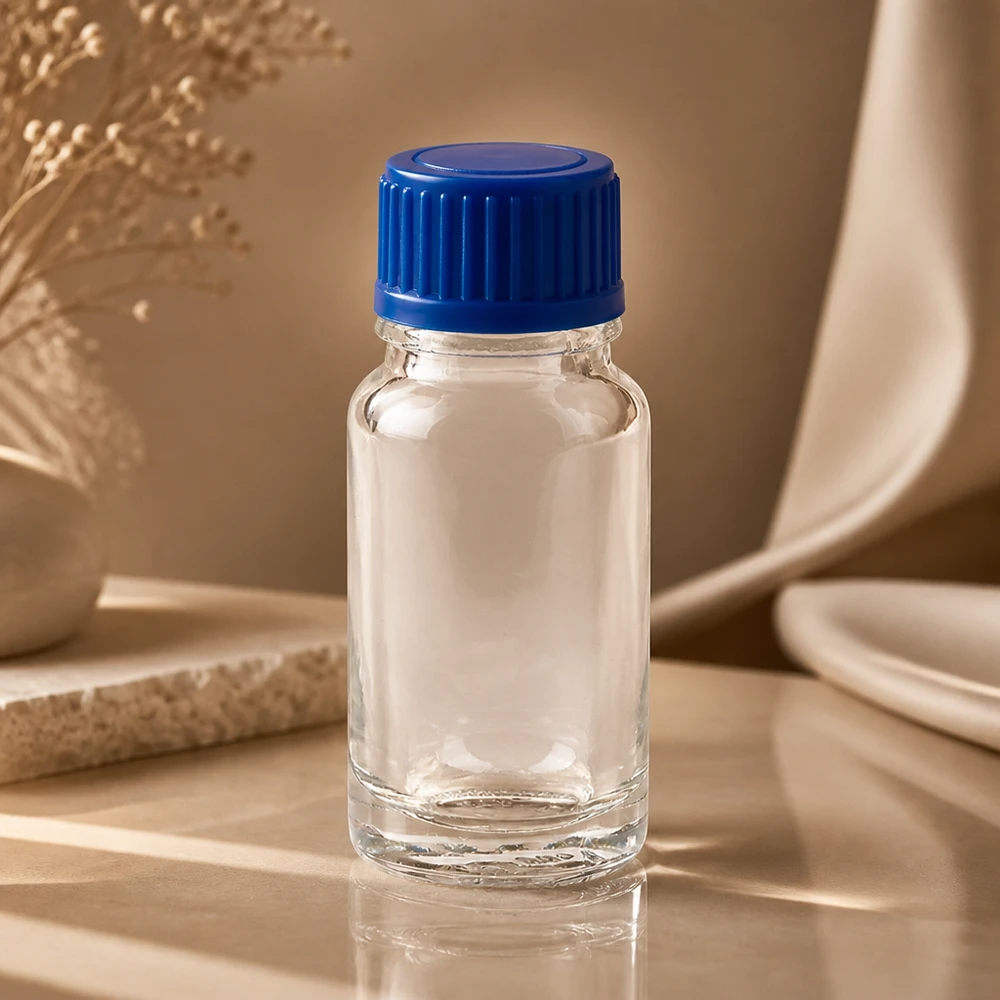 Flacon de 10ml 11mm SV bleu STD ClearLine UT18/10 Série de flacons en verre transparent ClearLine UT18/10 de 10 ml avec bouchon standard bleu de 11 mm – vue de profil
