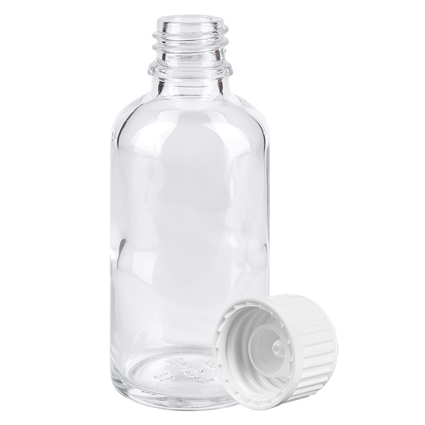 50ml Globuliflasche 3mm Giessring weiß Standardverschluss ClearLine UT18/50