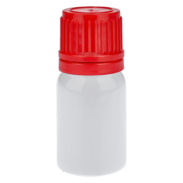 Flacone da 5 ml con tappo a vite da 11 mm rosso, tappo di sicurezza WhiteLine UT18/5 Flacone da 5 ml con tappo a vite da 11 mm rosso, tappo di sicurezza WhiteLine UT18/5