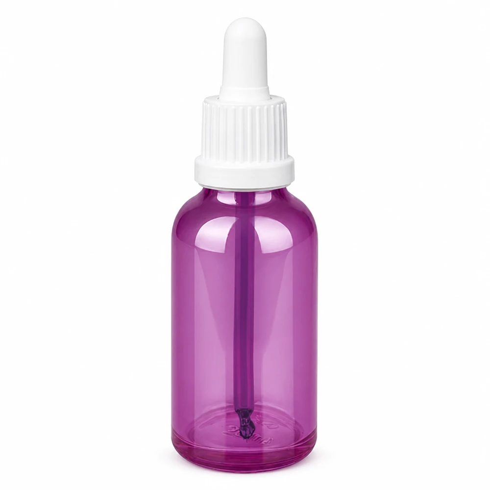 Flacon pipette 30ml blanc originalité bouchon à vis PurpleLine UT18/30 Flacon doseur de 30 ml d'un violet très tendance avec pipette blanche pour une application précise