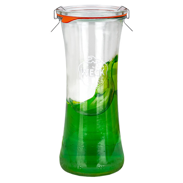 Set di 6 vasetti Weck da 700 ml con coperchio in vetro Set di 6 vasetti Weck da 700 ml con coperchio in vetro