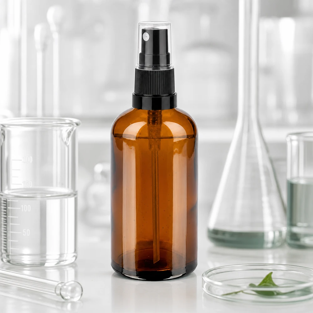 100ml Sprayflasche schwarz/transparent Standardverschluss BrownLine UT18/100 Umweltfreundliche Glassprühflasche 100ml wiederverwendbar für nachhaltige Produktanwendung