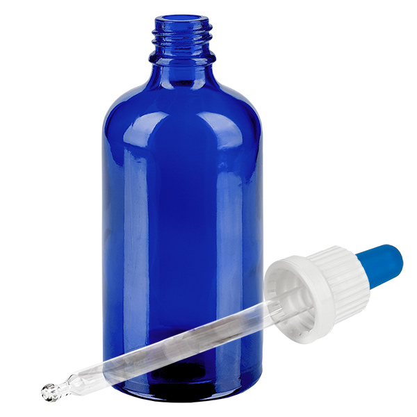 100ml Pipettenflaschwarz weiß/blau Originalitätsverschluss BlueLine UT18/100