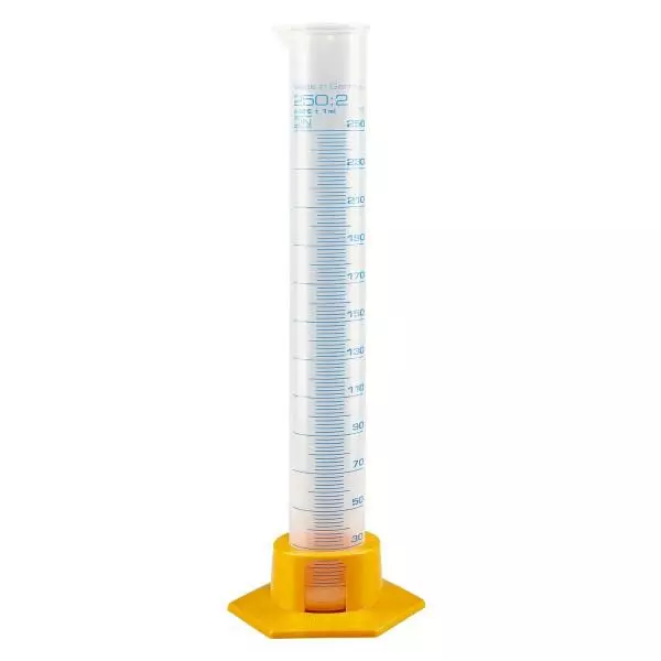 Éprouvette graduée en PP 250 ml, avec socle