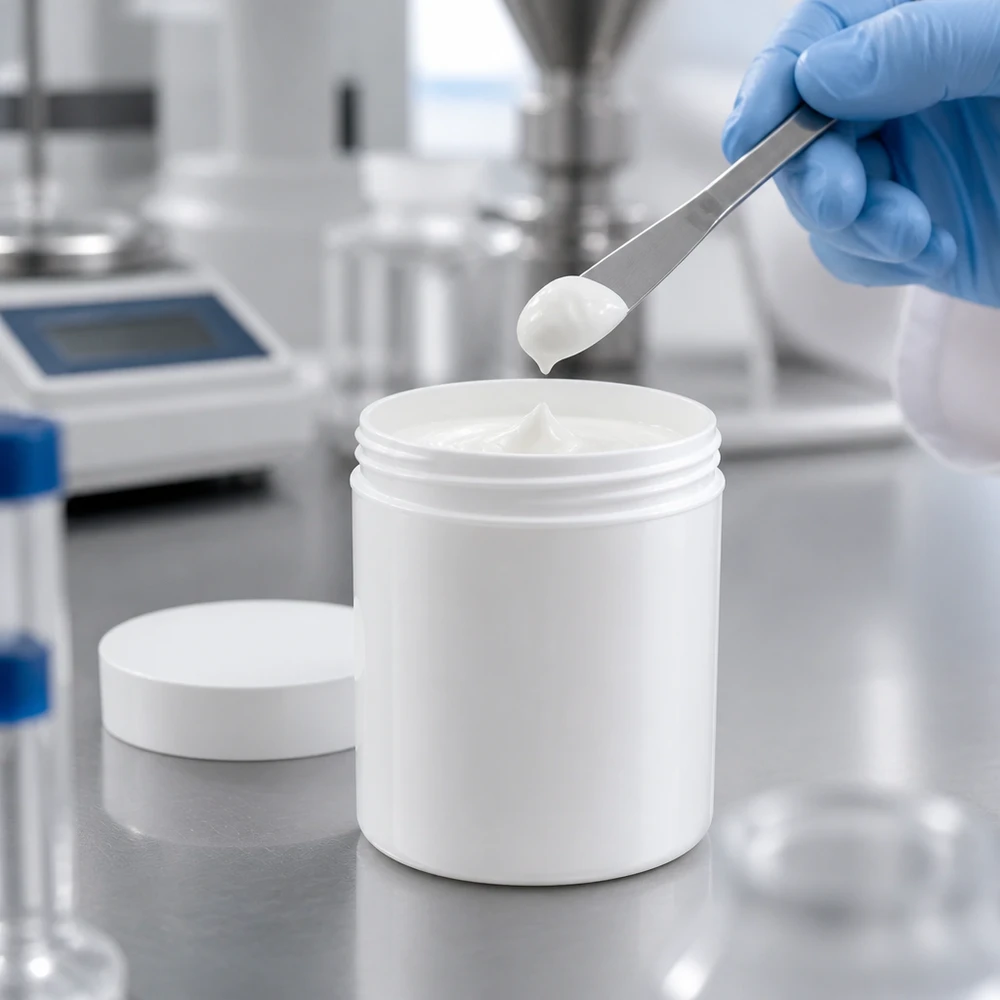 Pot à pommade blanc conforme aux normes pharmaceutiques, 300 g, avec couvercle à vis, pour une conservation sûre des crèmes