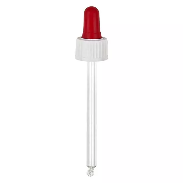 Glas-Tropfpipette weiß/rot 18mm PL85 Standard