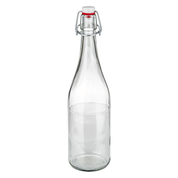 Bottiglia in vetro da 750 ml con tappo a battente in PVC UNiTWIST trasparente vuota in piedi foto del prodotto