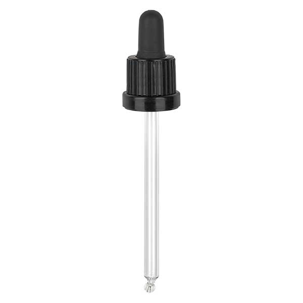 Glas-Tropfpipette, schwarz/schwarz PL115 Originalitätsverschluss III