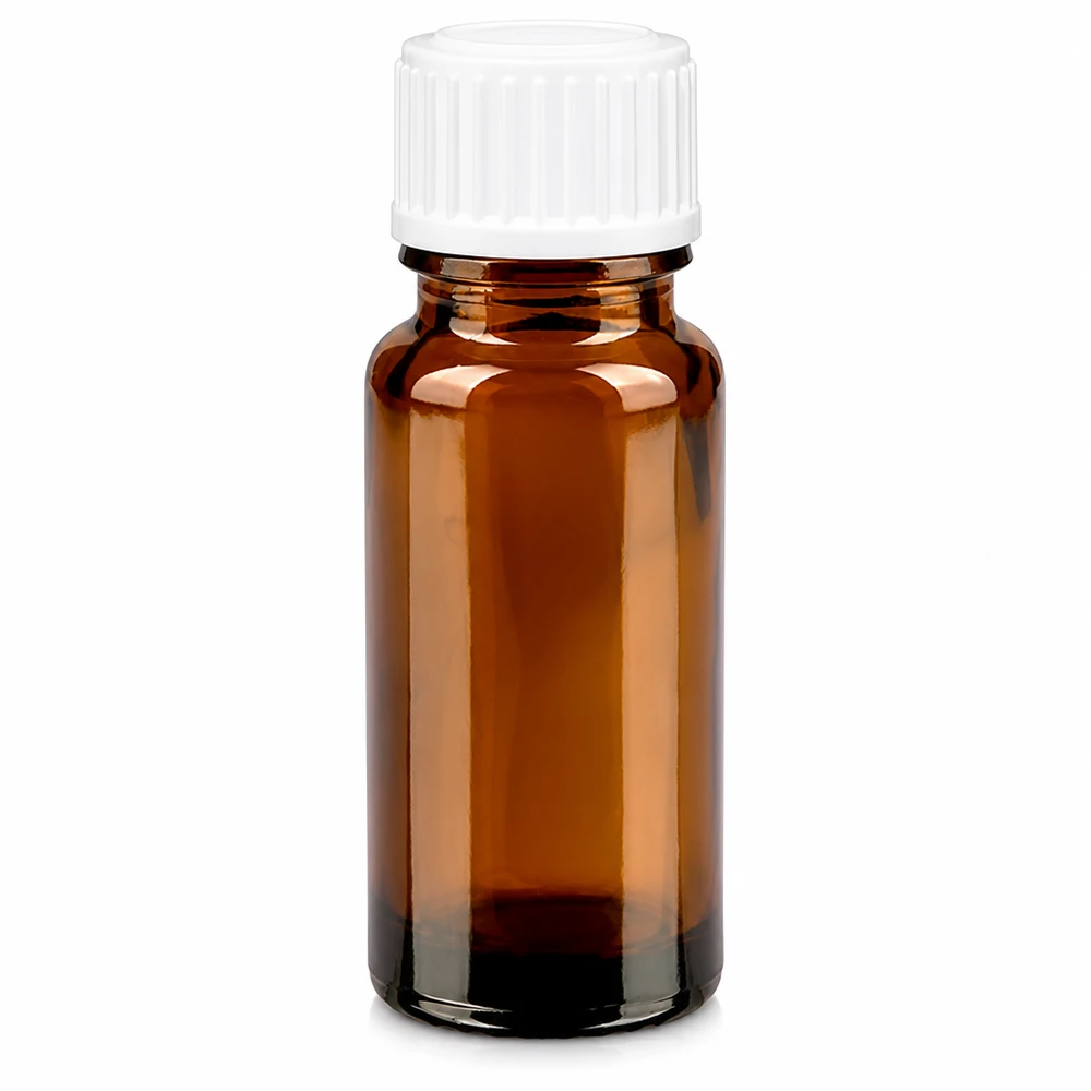 Flacone contagocce marrone da 10ml STD bianco/0,9mm ApoGlas Flacone da farmacia marrone da 10 ml in vetro borosilicato con tappo contagocce bianco da 0,9 mm