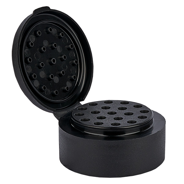 Coperchio per barattolo di sale/spezie con inserto per spolverare nero Coperchio per barattolo di sale/spezie con inserto per spolverare nero