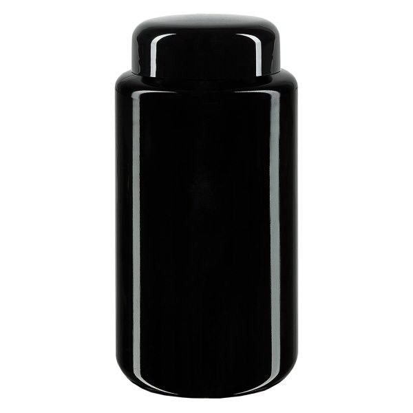 Vasetto a collo largo in vetro viola 200ml, con coperchio nero Vasetto a collo largo in vetro viola 200ml, con coperchio nero