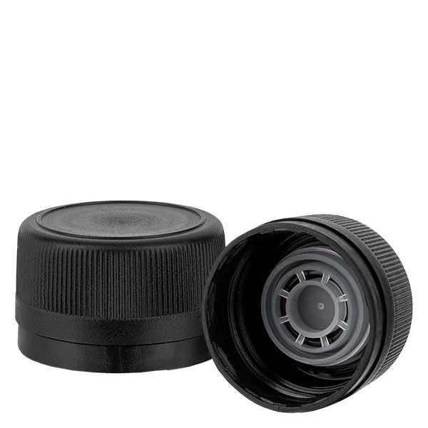 Schraubverschluss Polypropylen 31.5mm schwarz Ausgiessr. Originalitätsverschluss