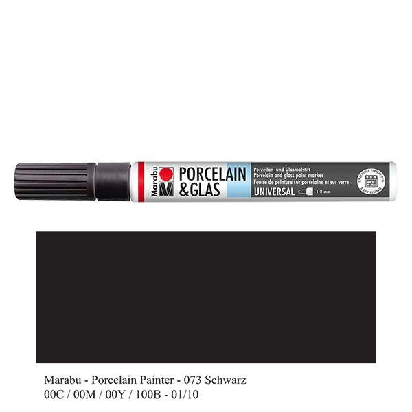 Malstift Schwarz 1-2mm für Glas/Porzellan