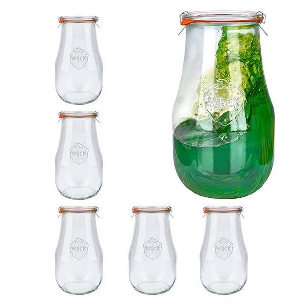 6er Set Weck Glas 2700ml Tulpengläser, 2,5L Sturzglas mit 6
