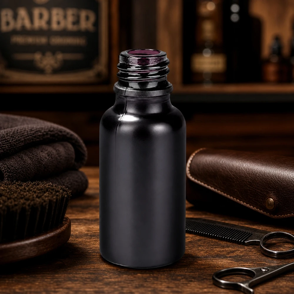 Bottiglia professionale BlackLine da 20 ml per oli per barba e prodotti per la cura della barba di alta qualità