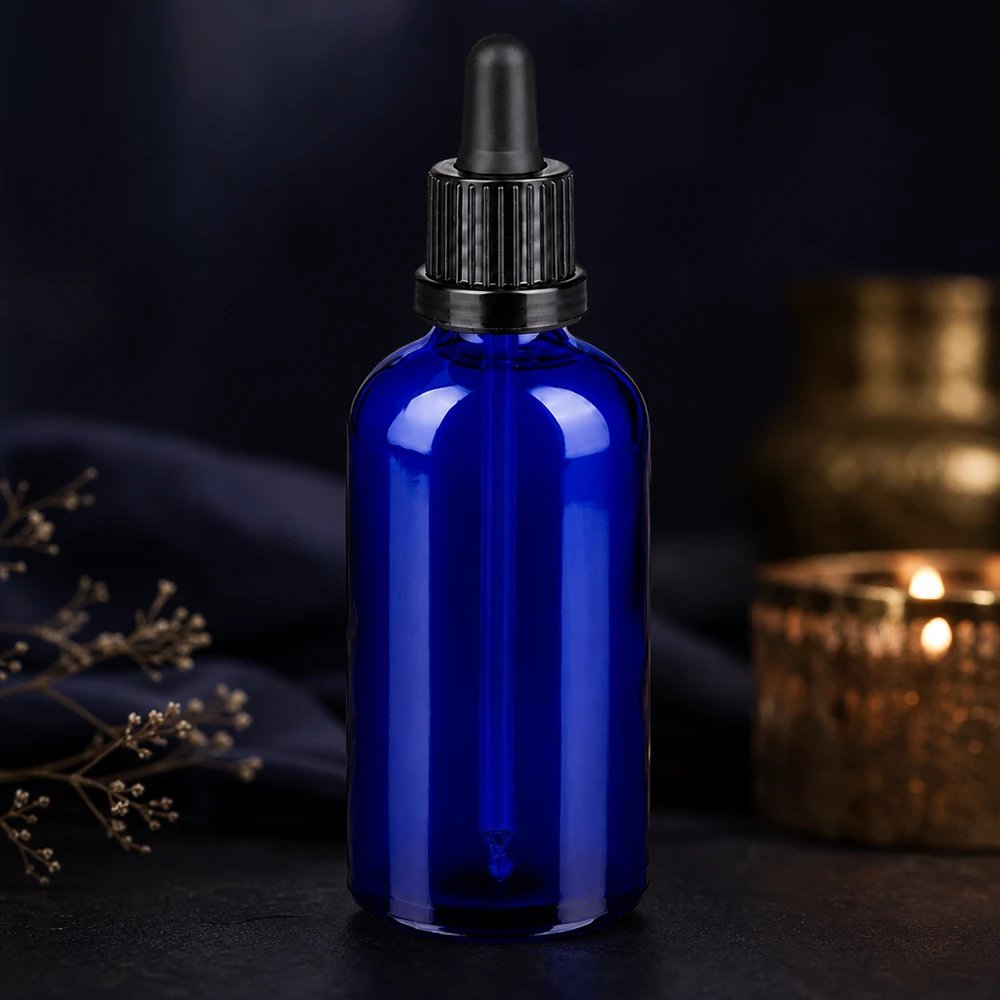 Flacone per pipette da 100 ml nero OV BlueLine UT18/100 Bottiglia di vetro compatta da 100 ml con pipetta, ideale per l'uso in viaggio e in mobilità