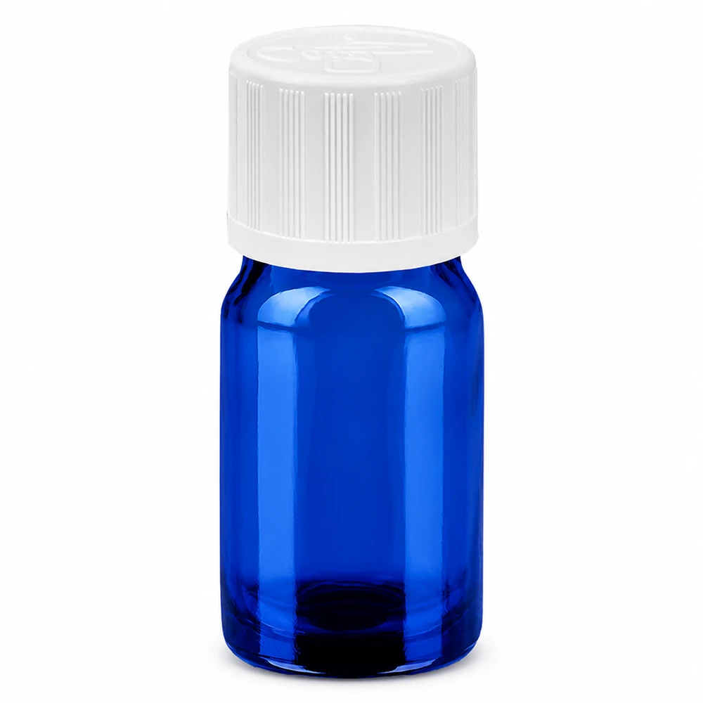 Flacon 5ml 11mm SV f. STD KiSi BlueLine UT18/5 Flacon cylindrique de 5ml en verre bleu avec bouchon rainuré pour une manipulation facile