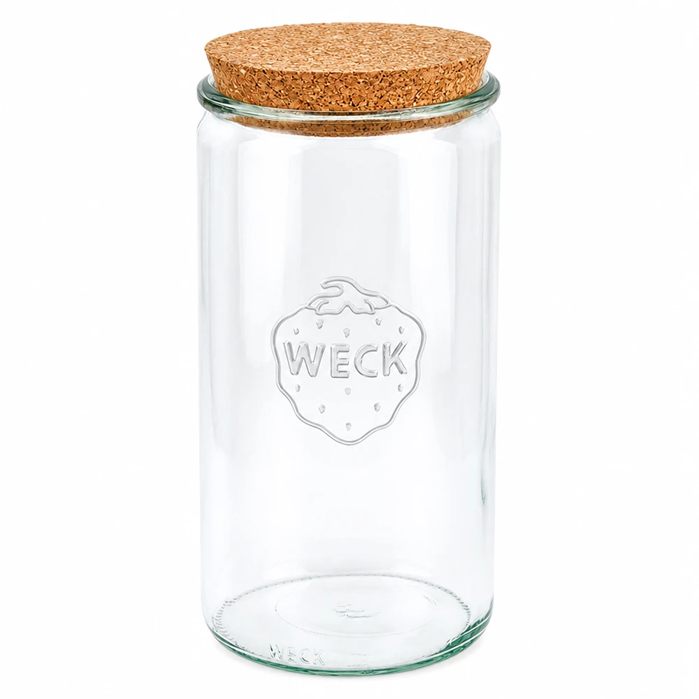 Vaso cilindrico da 1590 ml WECK RR100 con tappo in sughero naturale WECK vaso cilindrico 1590ml RR100 con coperchio in sughero naturale vaso per conserve vaso trasparente