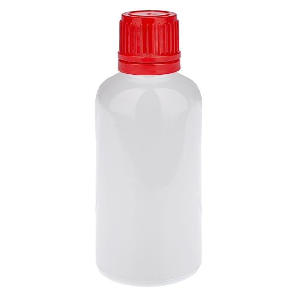 Flacone da 50 ml con tappo a vite rosso di sicurezza WhiteLine UT18/50 Flacone da 50 ml con tappo a vite rosso di sicurezza WhiteLine UT18/50