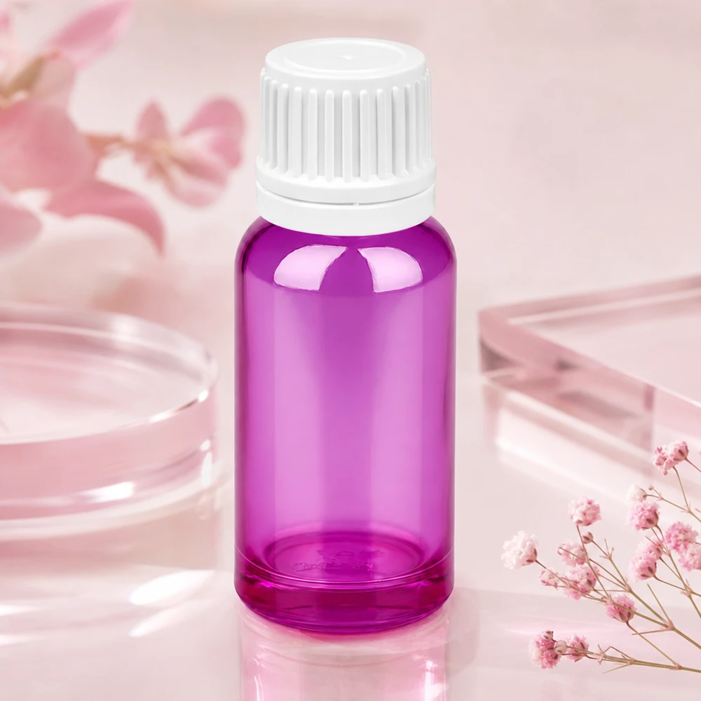 20ml Flasche 11mm Schraubverschluss weiss Originalität Schraubverschlusserschluss PurpleLine UT18/20 Handliche 20ml Reiseflasche aus violettem Glas mit sicherem weißem Verschluss für unterwegs