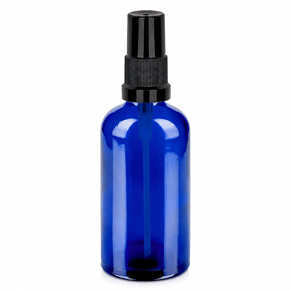Flacone spray da 100 ml nero STD BlueLine UT18/100 - vetro blu con testa di spruzzo nera