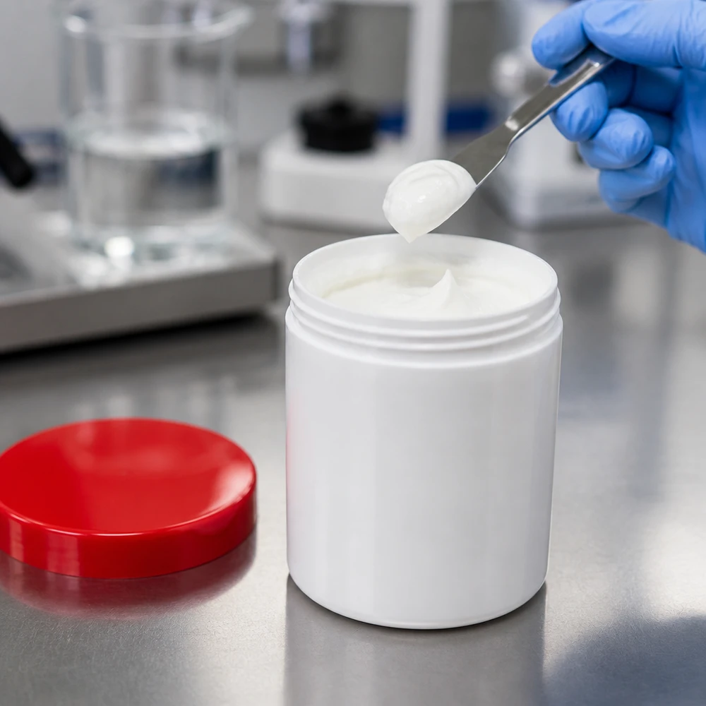 Pot en plastique à usage pharmaceutique de 30 g destiné au stockage hygiénique des pommades