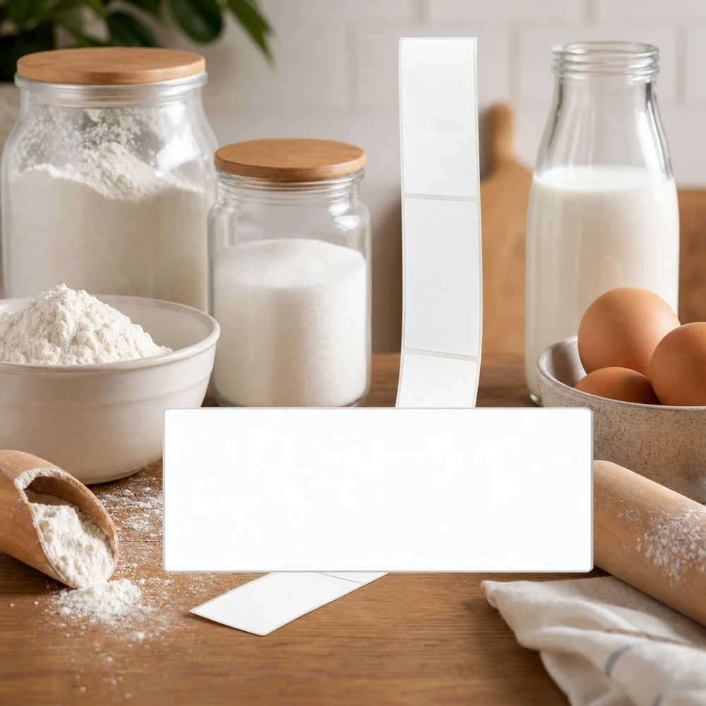 Confezione da 20 etichette 54 x 154,5 mm per etichettatura Beschriftungsetiketten 54x154,5mm für Backzutaten und Küchenorganisation in gemütlicher Landhaus-Küche