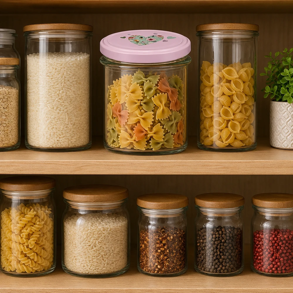 350ml Sturzglas + BasicSeal Deckel Herz rosa UNiTWIST 350ml Sturzglas rosa Herz-Deckel Vorratsglas Pantry Organisation Küche Nudeln Gewürze Aufbewahrung