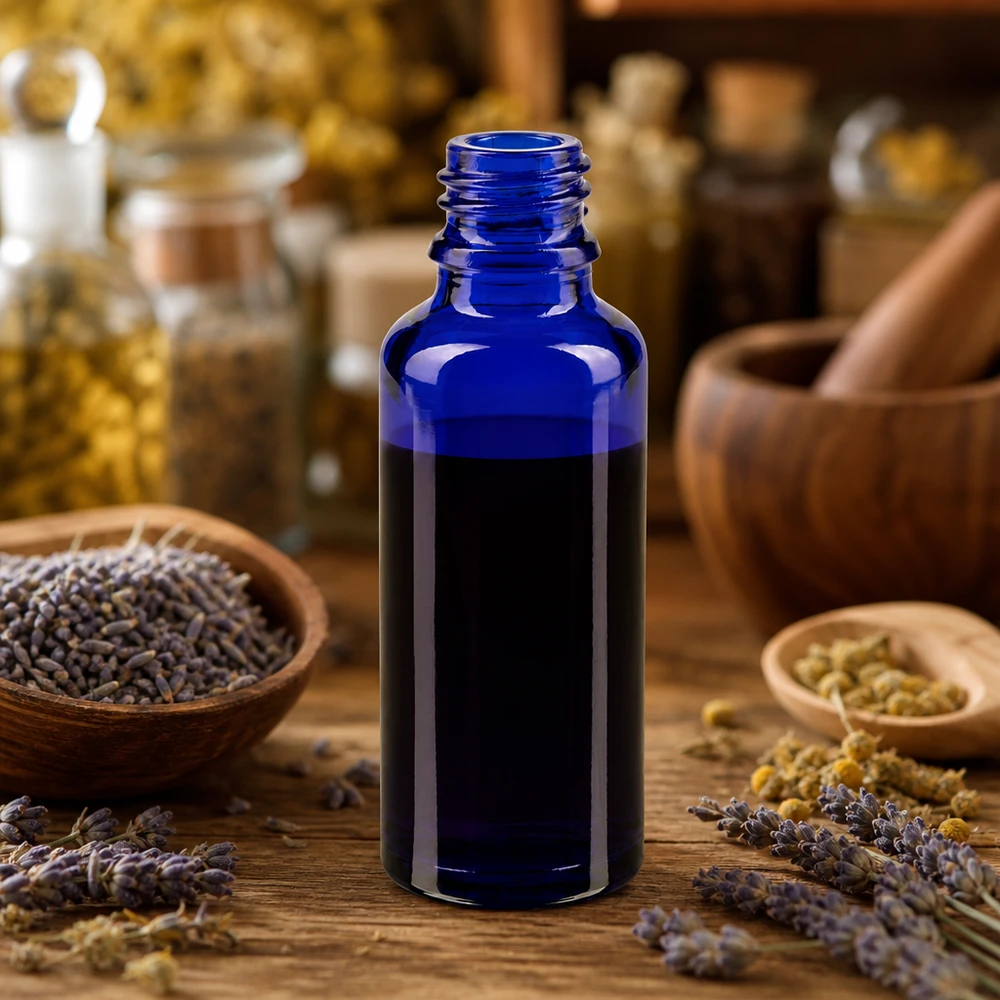 Tropfflasche 30ml DIN 18 BLAUGLAS Kompakte 30ml Glasflasche ApoGlas in Blau perfekt für Naturheilkunde und Aromatherapie