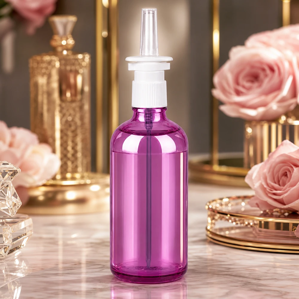 100ml Nasensprayflasche weiß/transparent Standard PurpleLine UT18/100 Funktionale violette Sprayflasche 100ml mit optimaler Größe für tägliche nasale Behandlungen