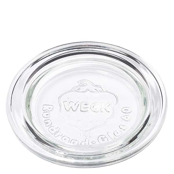 Coperchio del vaso WECK RR60 Coperchio in vetro WECK RR60 rotondo trasparente con logo in rilievo per barattoli e vasetti da conserva