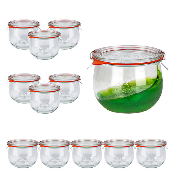 12 pcs. bocaux Weck 580ml tulipes 1/2L avec 12 couvercles en verre 12 pcs. bocaux Weck 580ml tulipes 1/2L avec 12 couvercles en verre