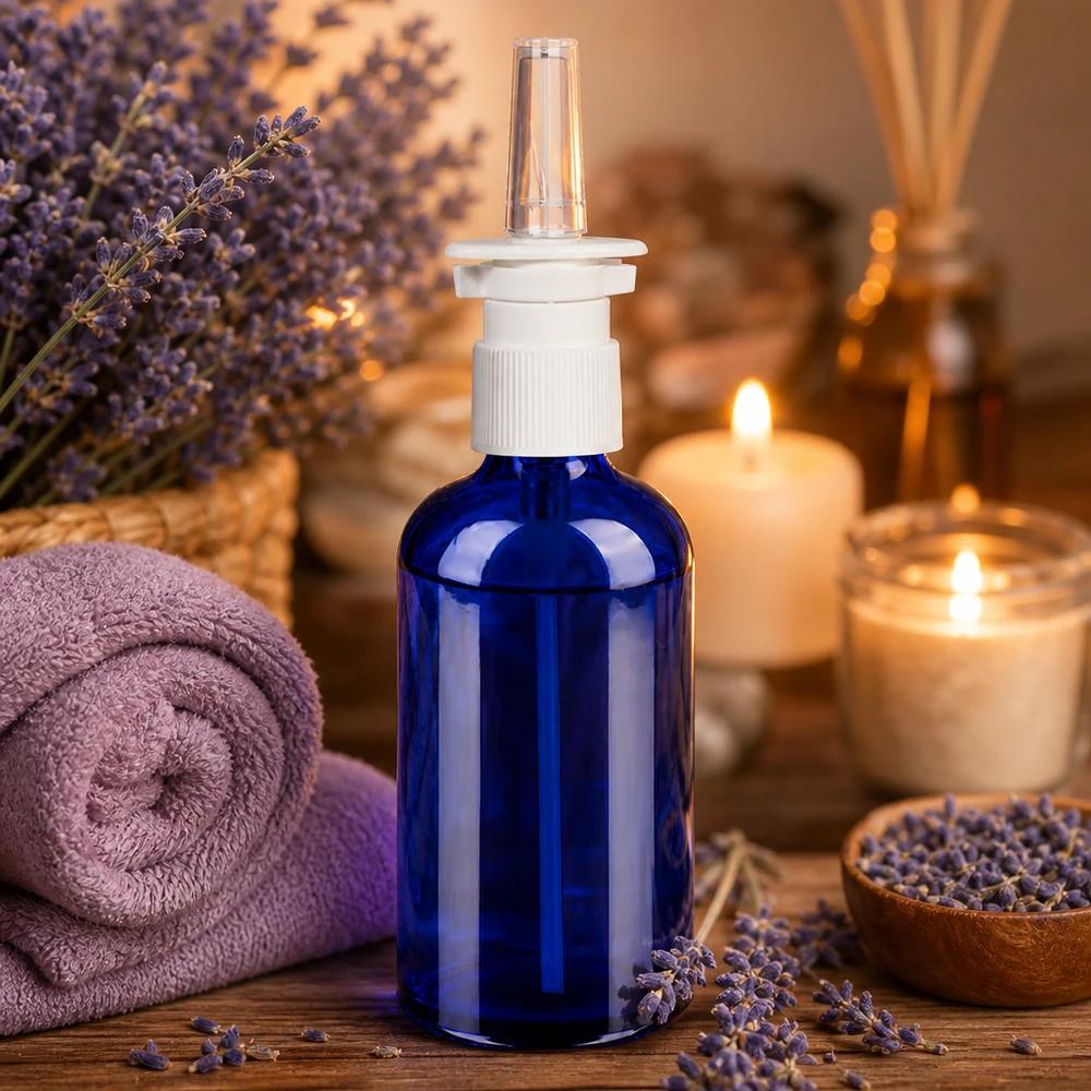 100ml Nasensprayflaschwarz weiß/transparent Standardverschluss BlueLine UT18/100 Hochwertige Nasensprayflasche 100ml BlueLine Serie mit optimaler Sprühleistung für Therapie
