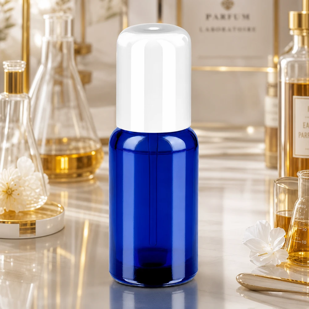 20ml Roll-On Flasche weiß Standardverschluss BlueLine UT18/20 20ml Roll-On Flasche mit langlebigem weissen Verschluss für wiederverwendbare Nutzung
