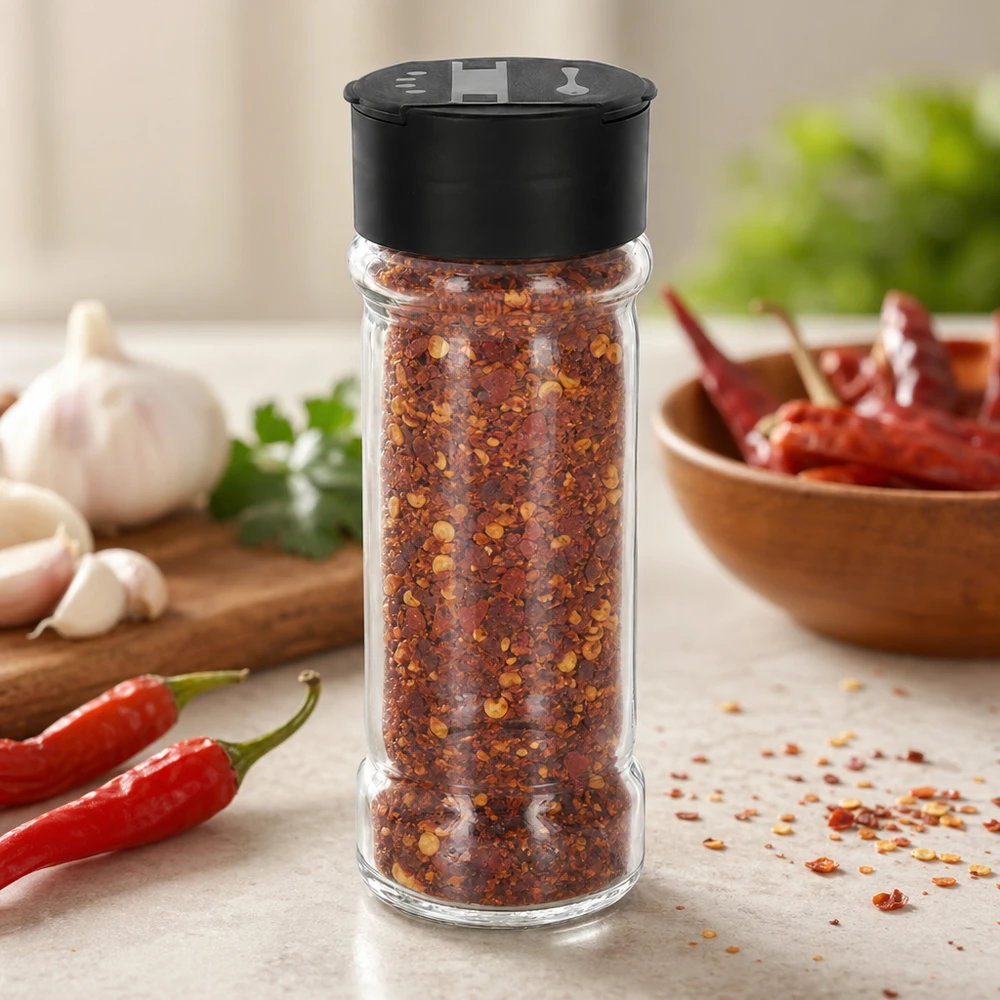 Pot à sel/épices 100 ml avec double saupoudreuse, noir Nachfüllbares Gewürzglas 100ml mit schwarzem Doppelstreuer für Salz und Gewürzmischungen