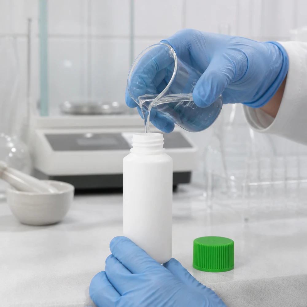 Flacon à pharmacie HDPE 30ml blanc avec bouchon vissable vert Flacon de pharmacie blanc en HDPE de 30 ml, adapté au contact alimentaire, avec bouchon vert et goulot étroit