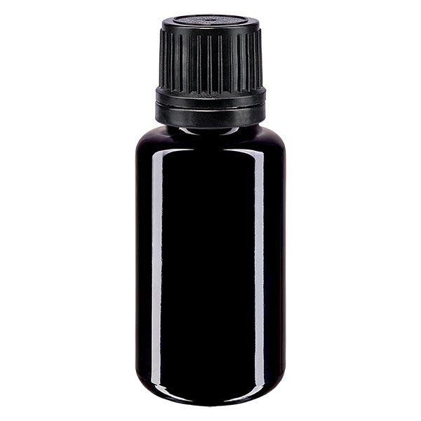 Bottiglia da farmacia viola 20ml tappo a vite nero Chiusura a prova di manomissione. OV Bottiglia da farmacia viola 20ml tappo a vite nero Chiusura a prova di manomissione. OV