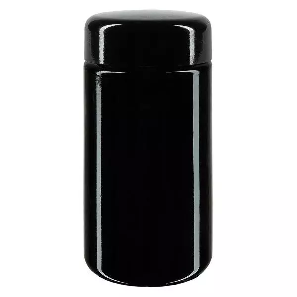 Pot à col large+ verre violet 100ml, avec couvercle noir