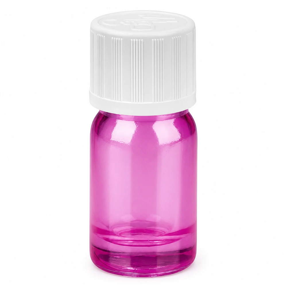 5ml Tropfflasche 1.2mm weiß Standard Kindersicher PurpleLine. UT18/5 Lila Tropfflasche 5ml Glas mit STD Verschluss für Parfum und ätherische Öle