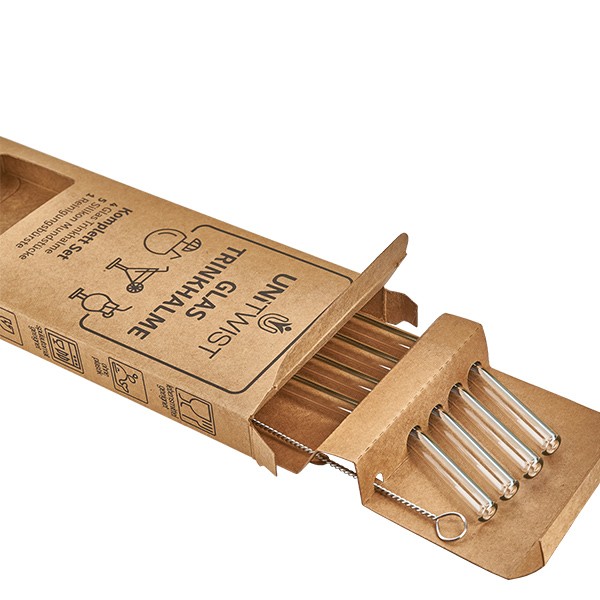 Glas Trinkhalm Set klar mit Softtips UNiTWIST