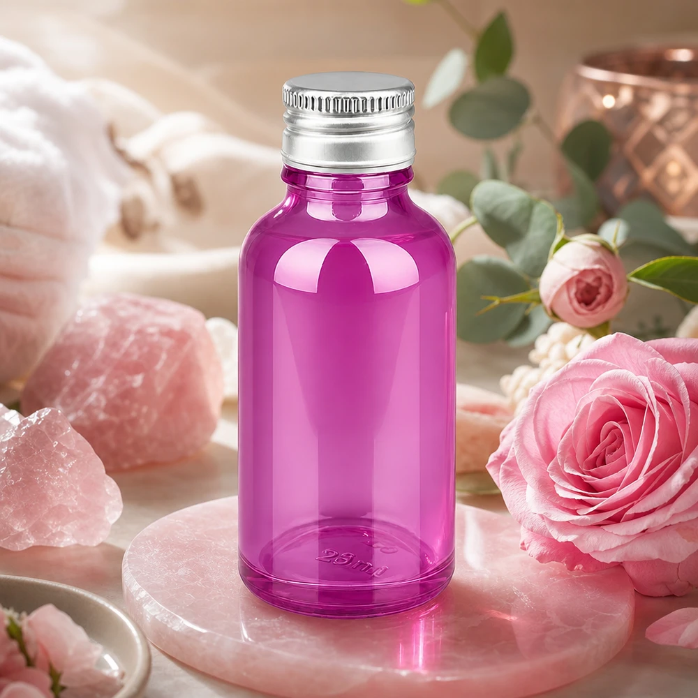 30ml Flasche 11mm Schraubverschluss Alu-Silberer Standard PurpleLine.UT18/30 Recycelbare 30ml Glasflasche in Purple mit umweltfreundlichem Aluminiumdeckel