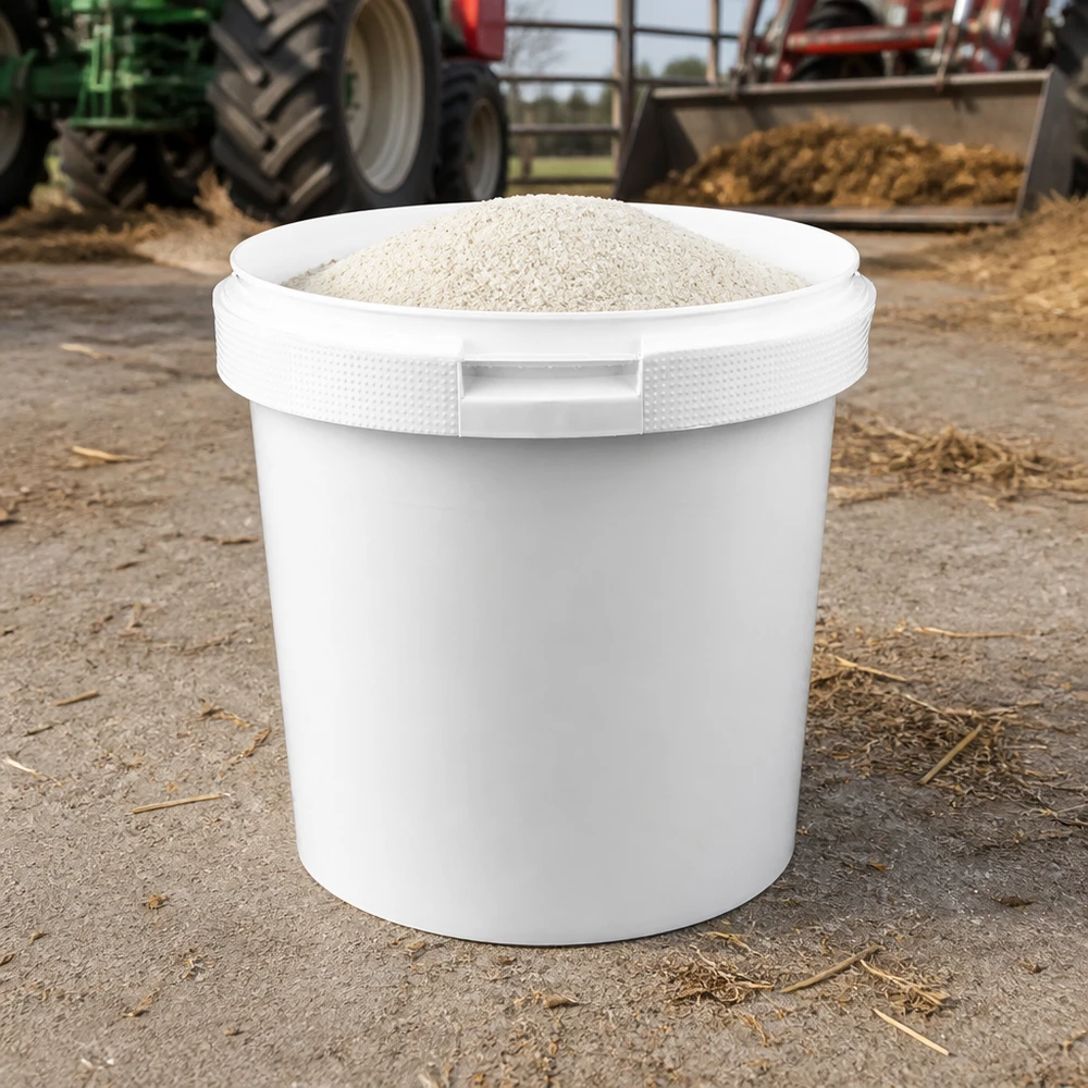 Lebensmittelechter Kunststoffeimer 2,5L aus PP in Weiß für Tierfutter und Schüttgut
