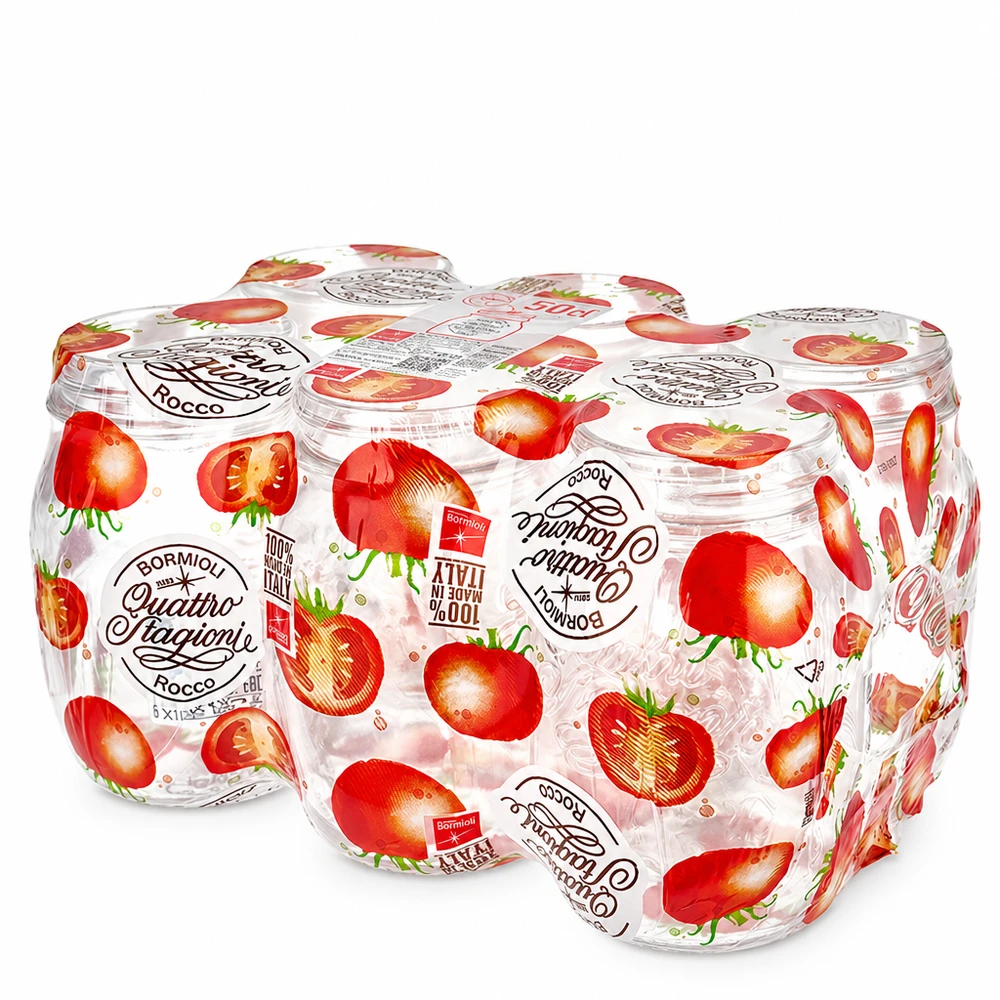 500ml Rundglas "Quattro Stagioni" mit Deckel Bormioli Rocco Quattro Stagioni 500ml Rundgläser im 6er Set mit Erdbeer-Design Schraubdeckel Einmachgläser