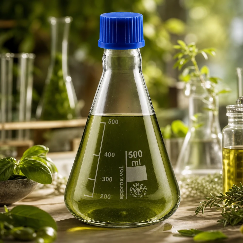 Beuta graduata da 500 ml con indicatori di volume e tappo di plastica a tenuta stagna.