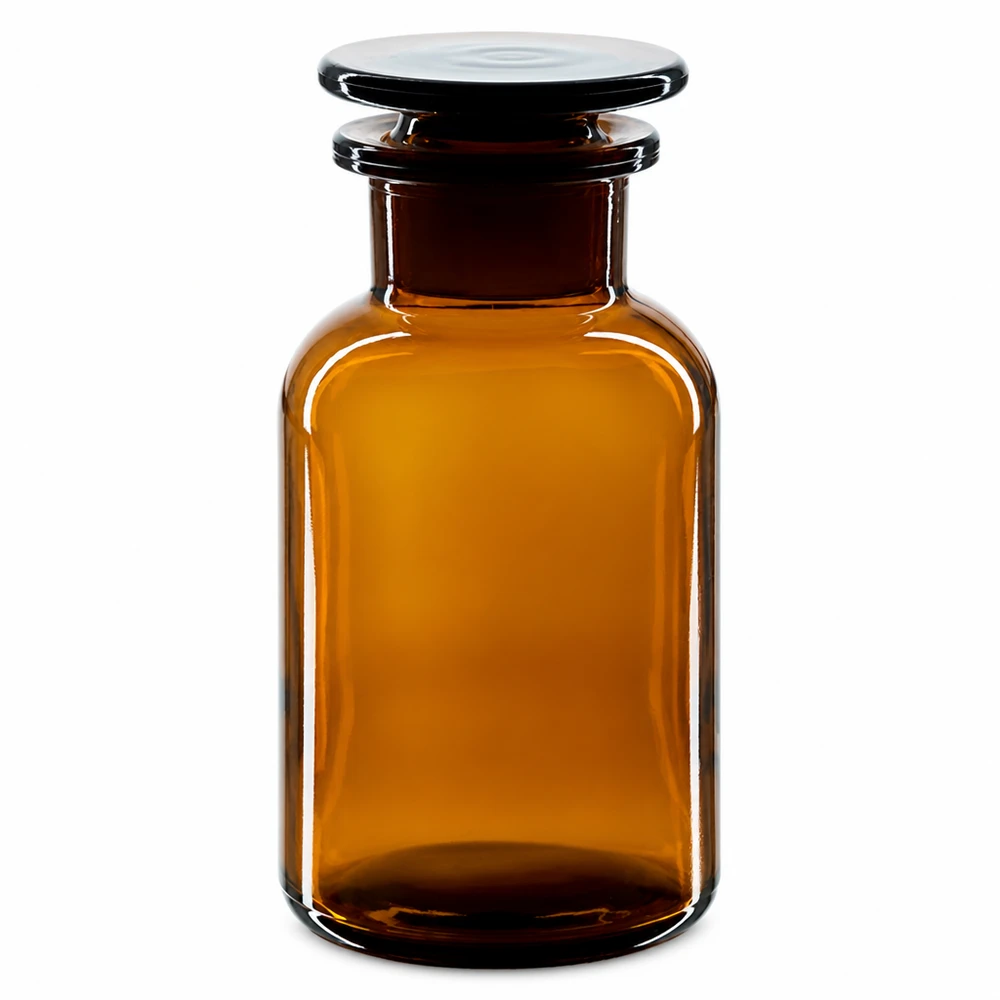 Rundschulterfl. 250ml braun Weithals Glasstopfen Rundschulterflasche Braunglas 250ml Weithals Glasstopfen zur sicheren Lagerung