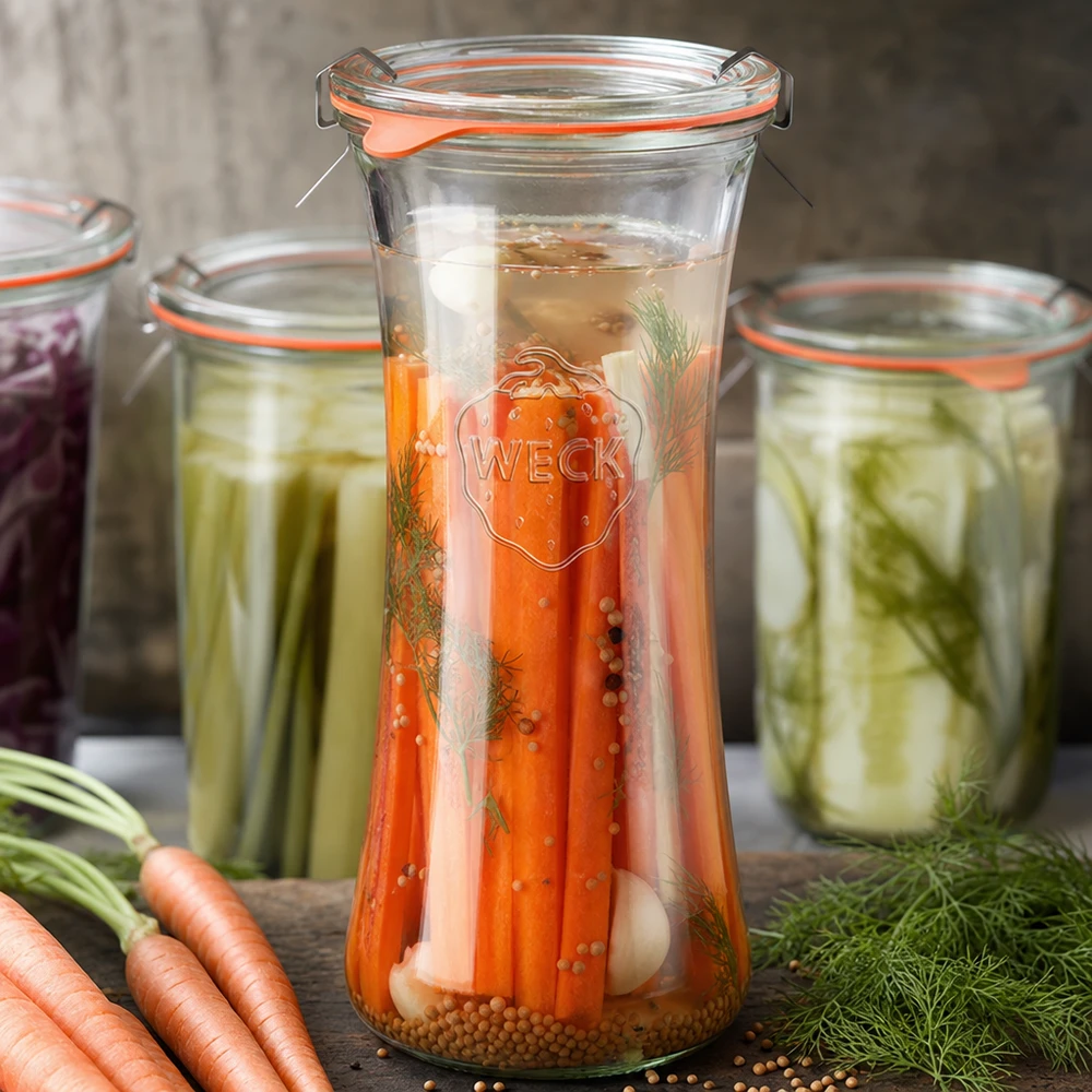 WECK vaso da 700ml RR80 con carote sott'aceto e aneto, conserve di verdure fermentate in barattoli da conserva