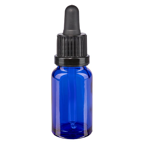 Apothekenfl. blau 10ml Pipette schwarz/schwarz  OV